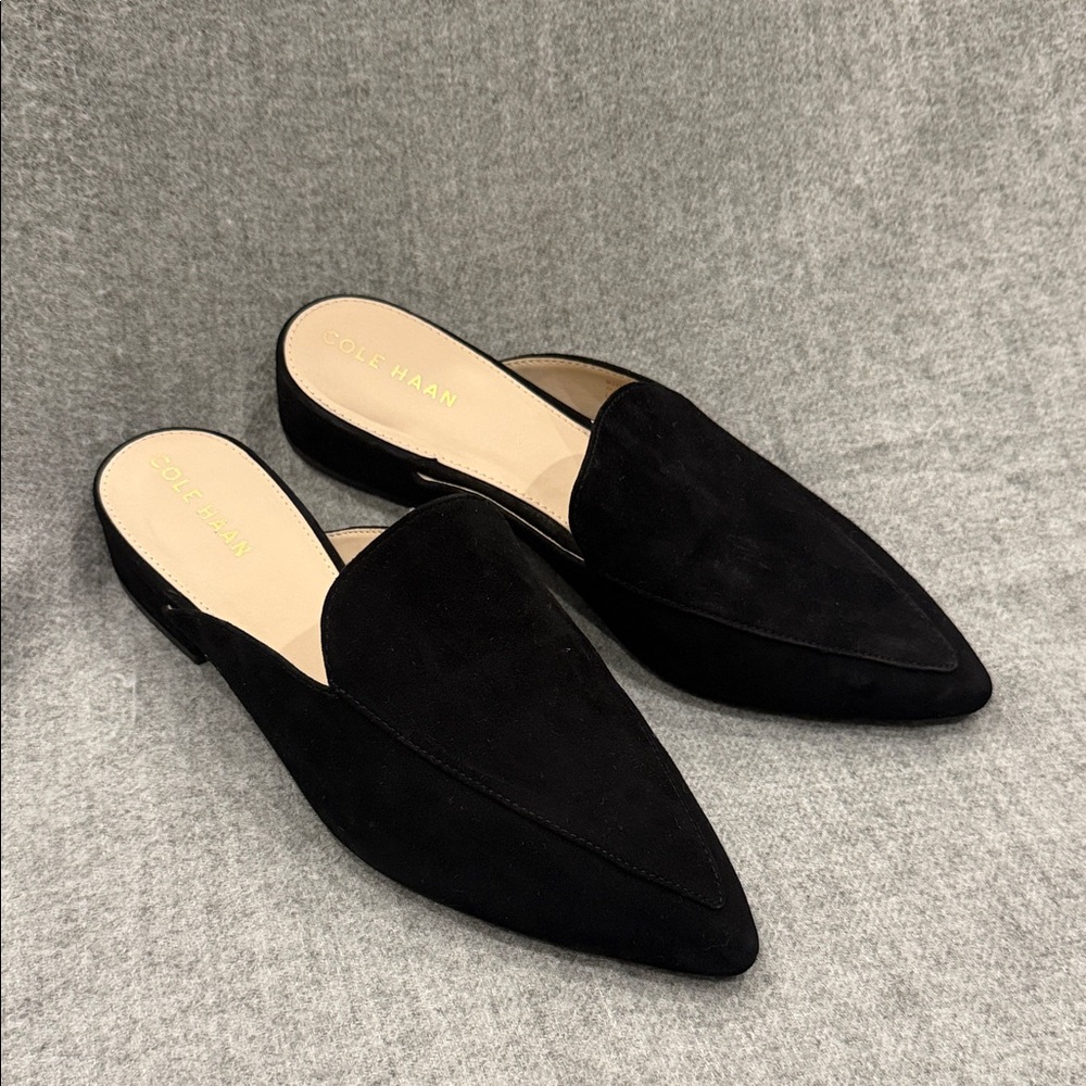 NWOT Cole Haan Women's Black Suede Pointed Mules